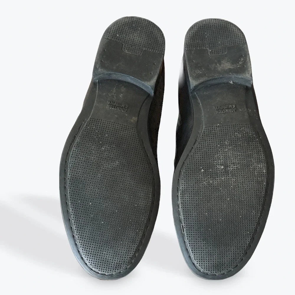 Johnston & Murphy Mens Black‎ Leather Sheepskin Loafers Moc Toe 8.5 M 20-8471